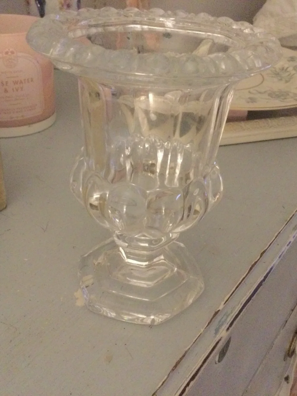 Anthropologie Iris Pressed Glass Vase